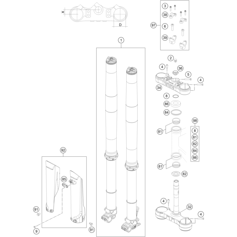 FOURCHE TÉLÉSCOPIQUE, TÉ DE FOURCHE (250 EXC_F 2022)