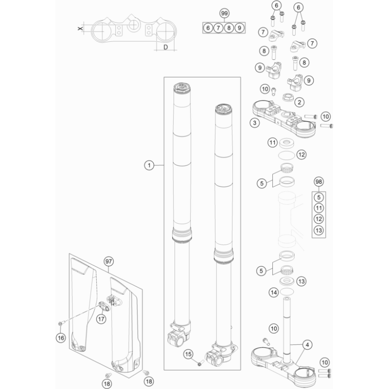 FOURCHE TÉLÉSCOPIQUE, TÉ DE FOURCHE