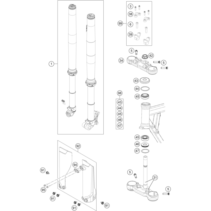 FOURCHE TÉLÉSCOPIQUE, TÉ DE FOURCHE