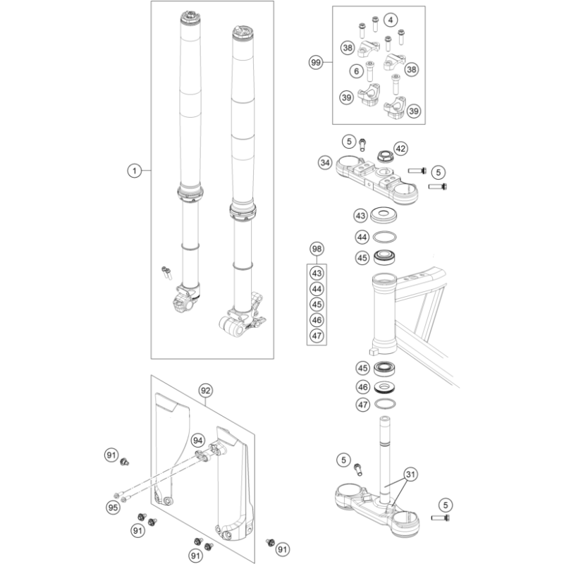 FOURCHE TÉLÉSCOPIQUE, TÉ DE FOURCHE