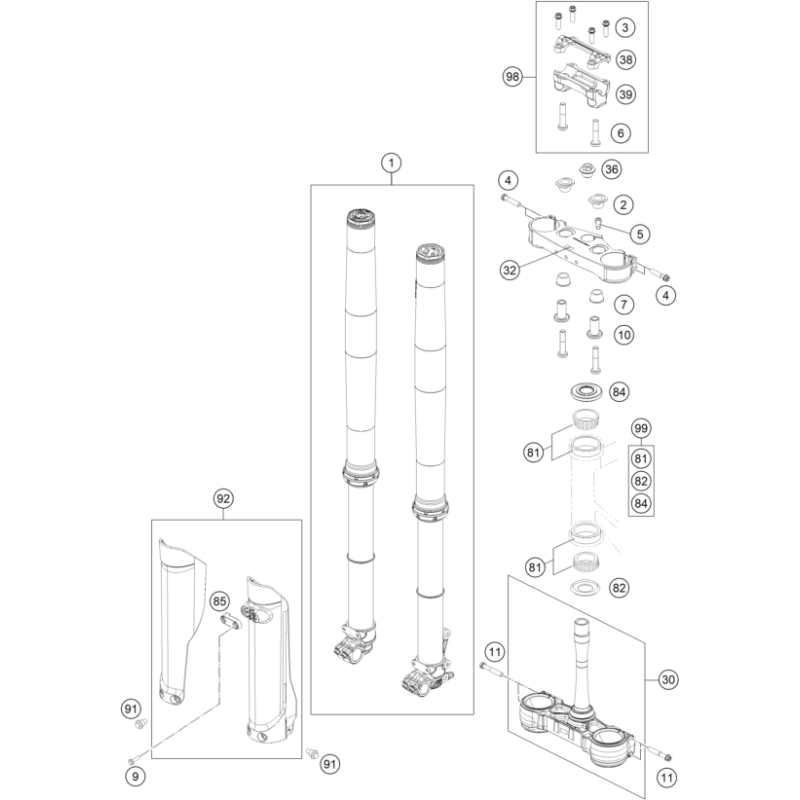 FOURCHE TÉLÉSCOPIQUE, TÉ DE FOURCHE