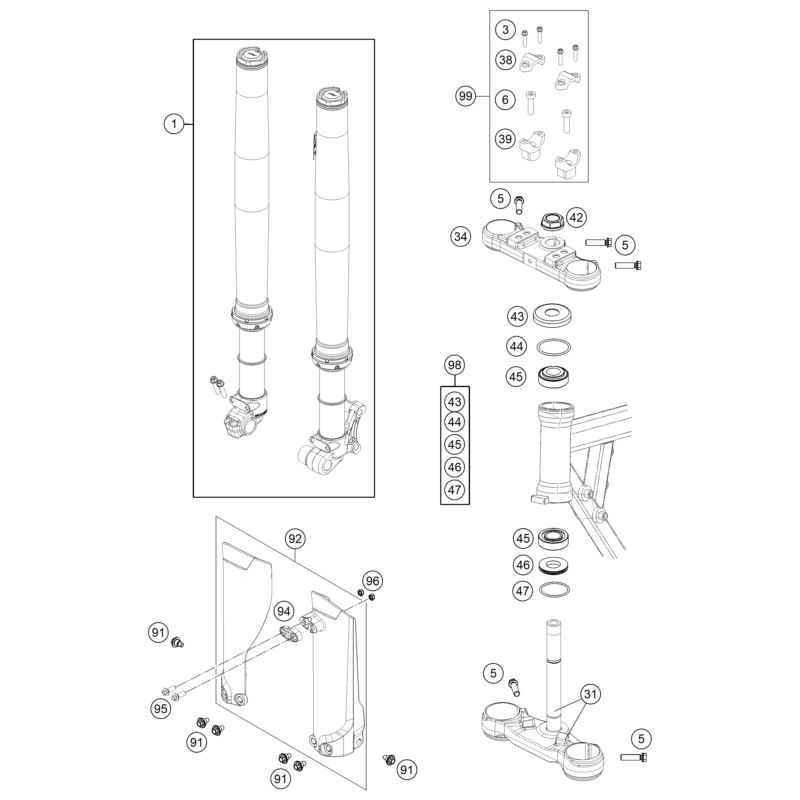 FOURCHE TÉLÉSCOPIQUE, TÉ DE FOURCHE