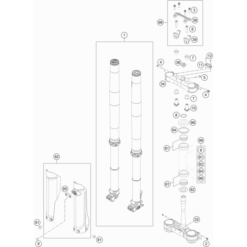 FOURCHE TÉLÉSCOPIQUE, TÉ DE FOURCHE