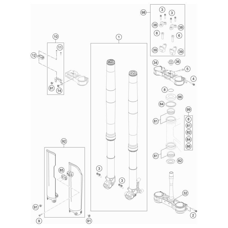 FOURCHE TÉLÉSCOPIQUE, TÉ DE FOURCHE