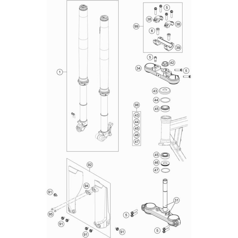 FOURCHE TÉLÉSCOPIQUE, TÉ DE FOURCHE