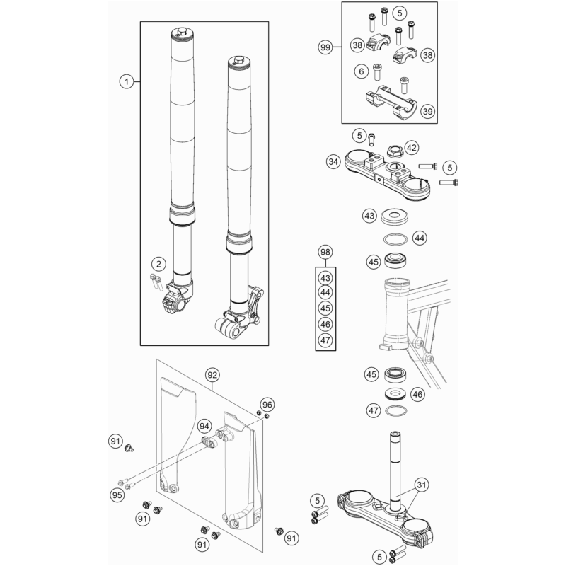 FOURCHE TÉLÉSCOPIQUE, TÉ DE FOURCHE