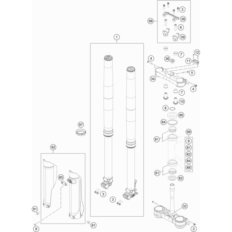 FOURCHE TÉLÉSCOPIQUE, TÉ DE FOURCHE