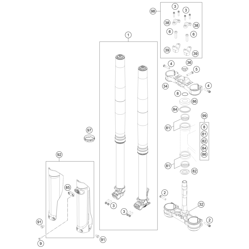 FOURCHE TÉLÉSCOPIQUE, TÉ DE FOURCHE