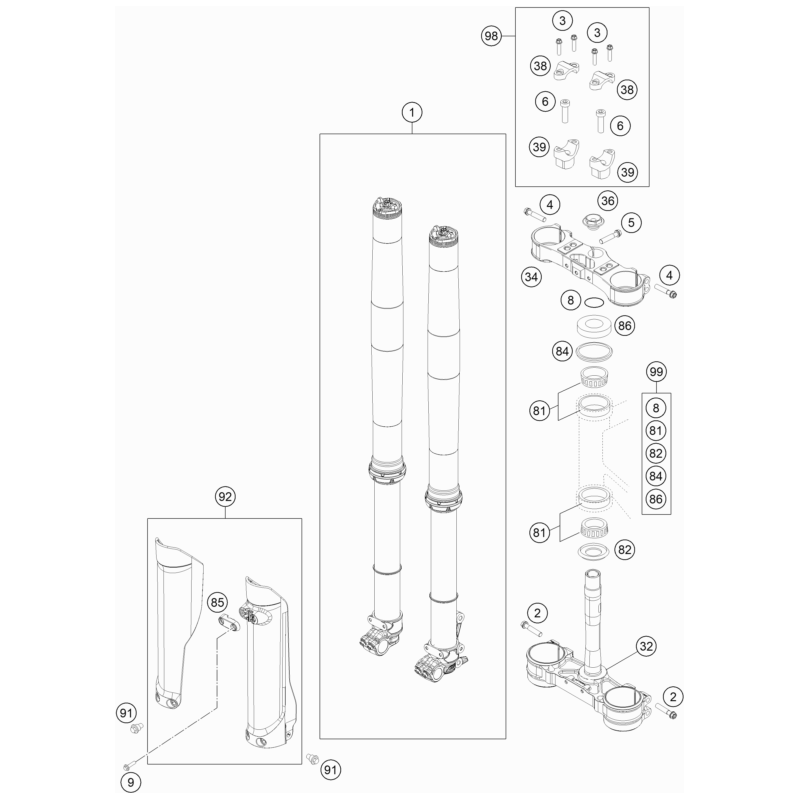 FOURCHE TÉLÉSCOPIQUE, TÉ DE FOURCHE