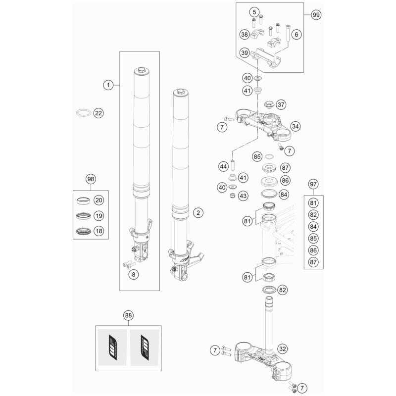 FOURCHE TÉLÉSCOPIQUE, TÉ DE FOURCHE