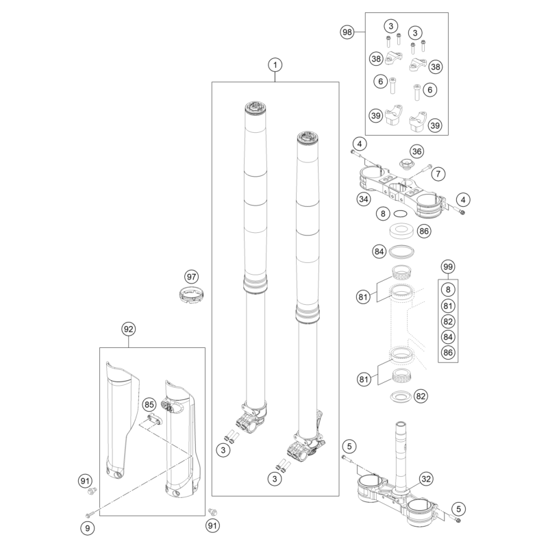 FOURCHE TÉLÉSCOPIQUE, TÉ DE FOURCHE