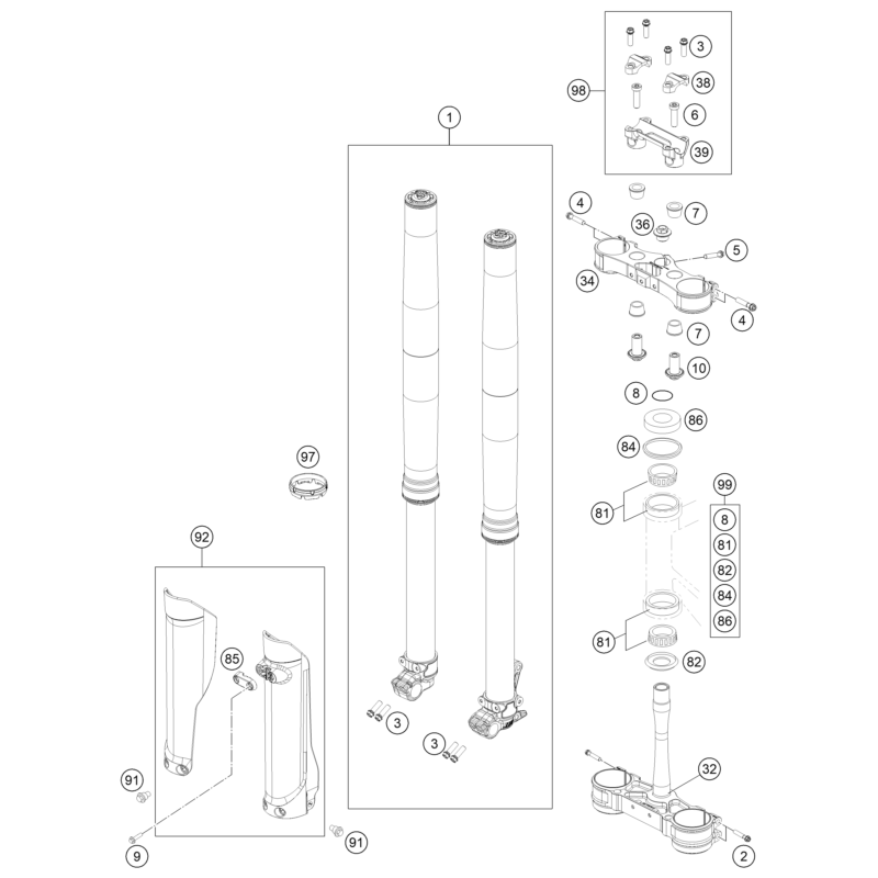 FOURCHE TÉLÉSCOPIQUE, TÉ DE FOURCHE