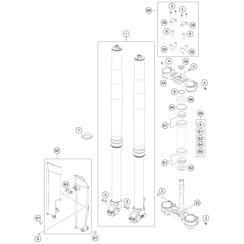 FOURCHE TÉLÉSCOPIQUE, TÉ DE FOURCHE