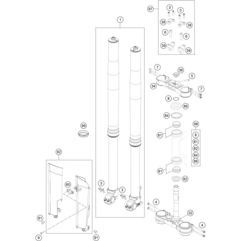 FOURCHE TÉLÉSCOPIQUE, TÉ DE FOURCHE