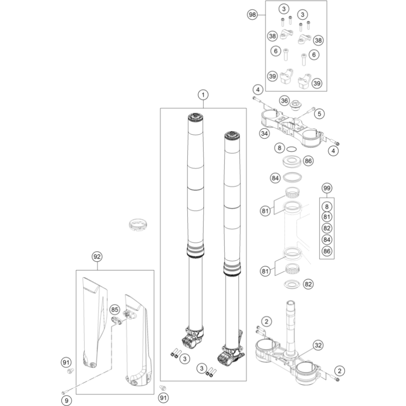 FOURCHE TÉLÉSCOPIQUE, TÉ DE FOURCHE