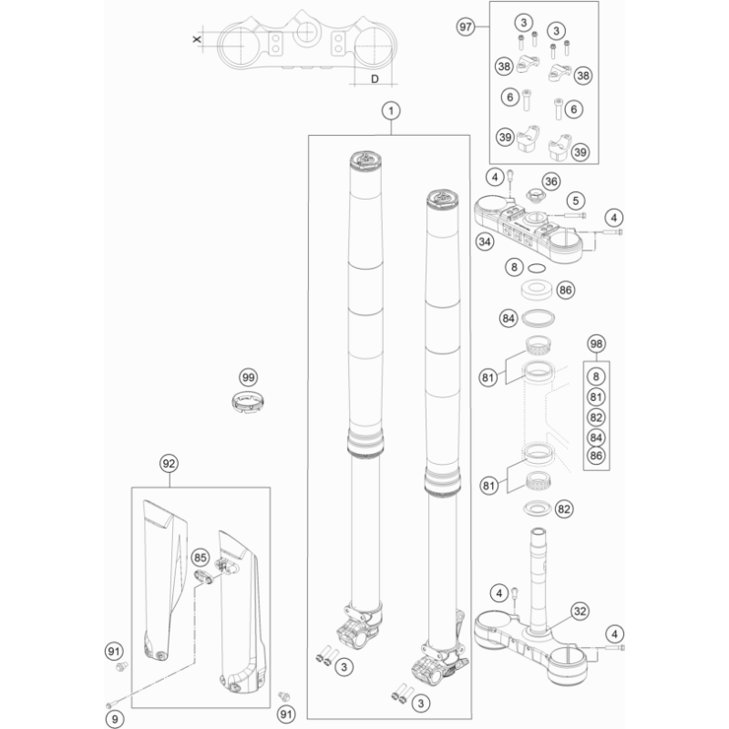 FOURCHE TÉLÉSCOPIQUE, TÉ DE FOURCHE