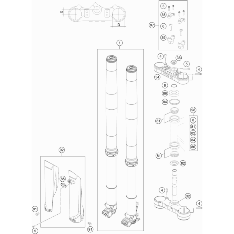 FOURCHE TÉLÉSCOPIQUE, TÉ DE FOURCHE