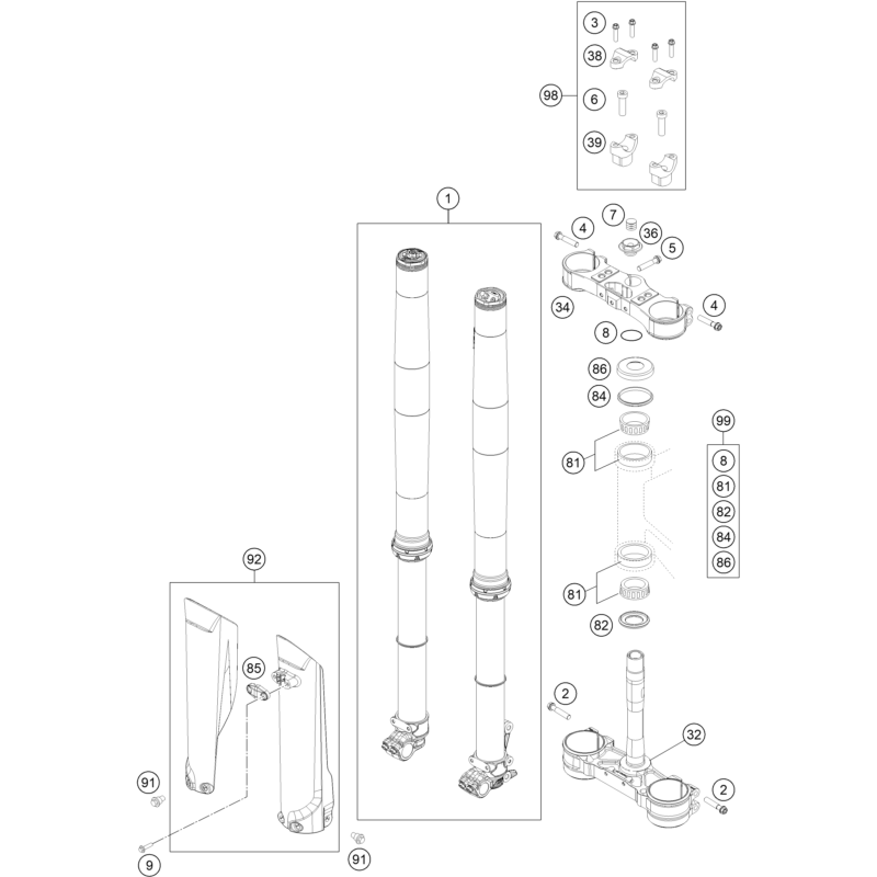 FOURCHE TÉLÉSCOPIQUE, TÉ DE FOURCHE