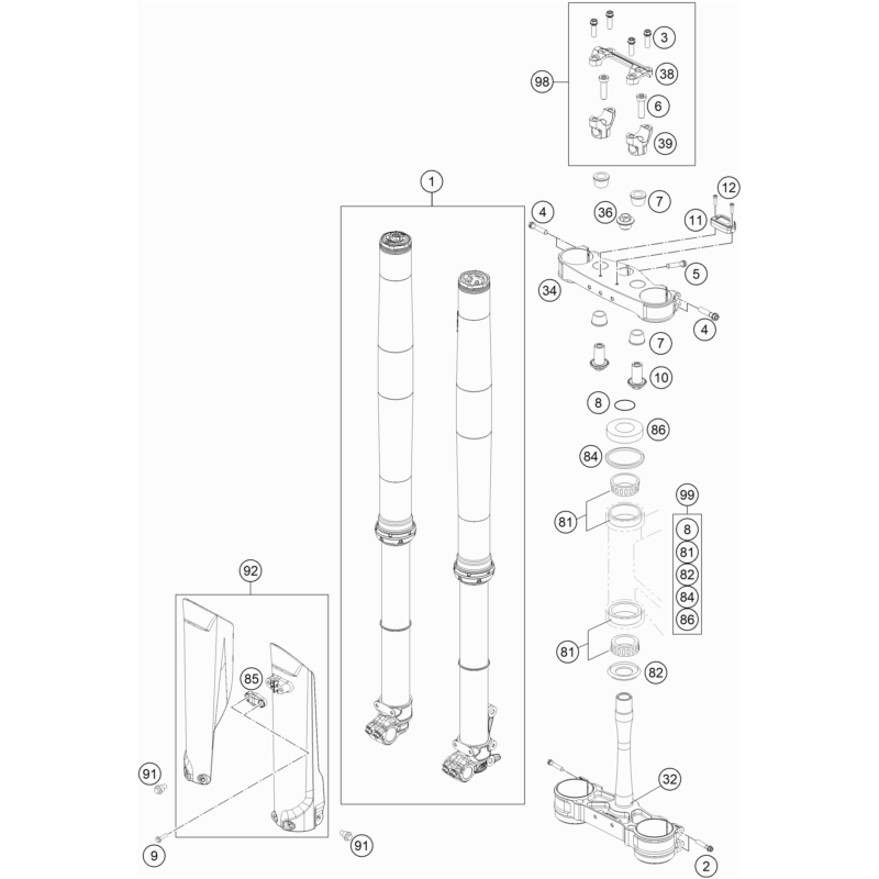 FOURCHE TÉLÉSCOPIQUE, TÉ DE FOURCHE