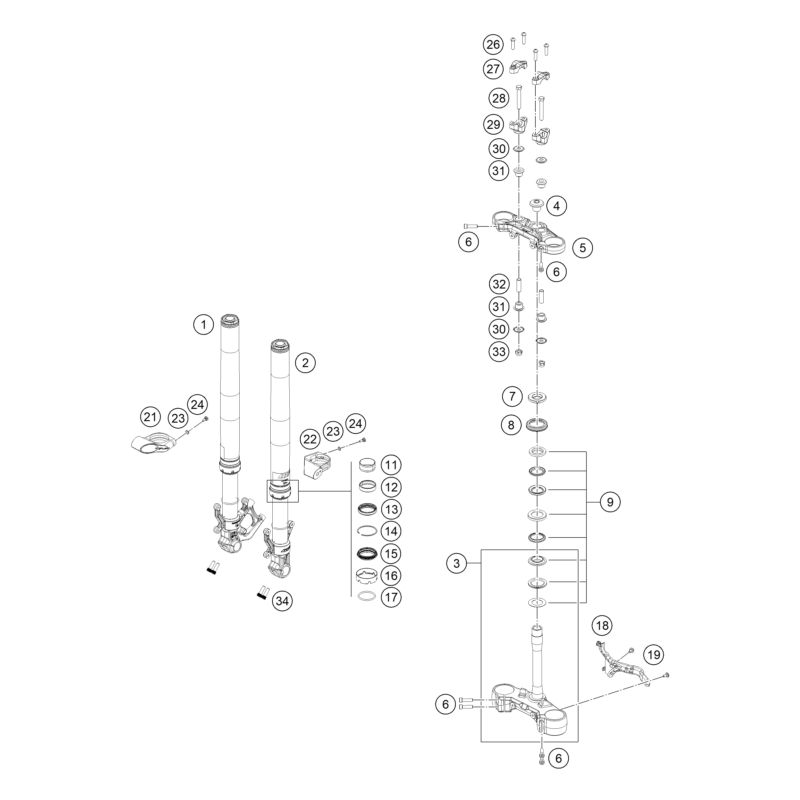 FOURCHE TÉLÉSCOPIQUE, TÉ DE FOURCHE