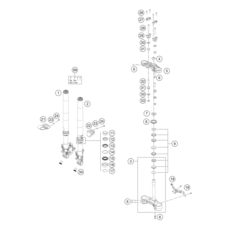 FOURCHE TÉLÉSCOPIQUE, TÉ DE FOURCHE