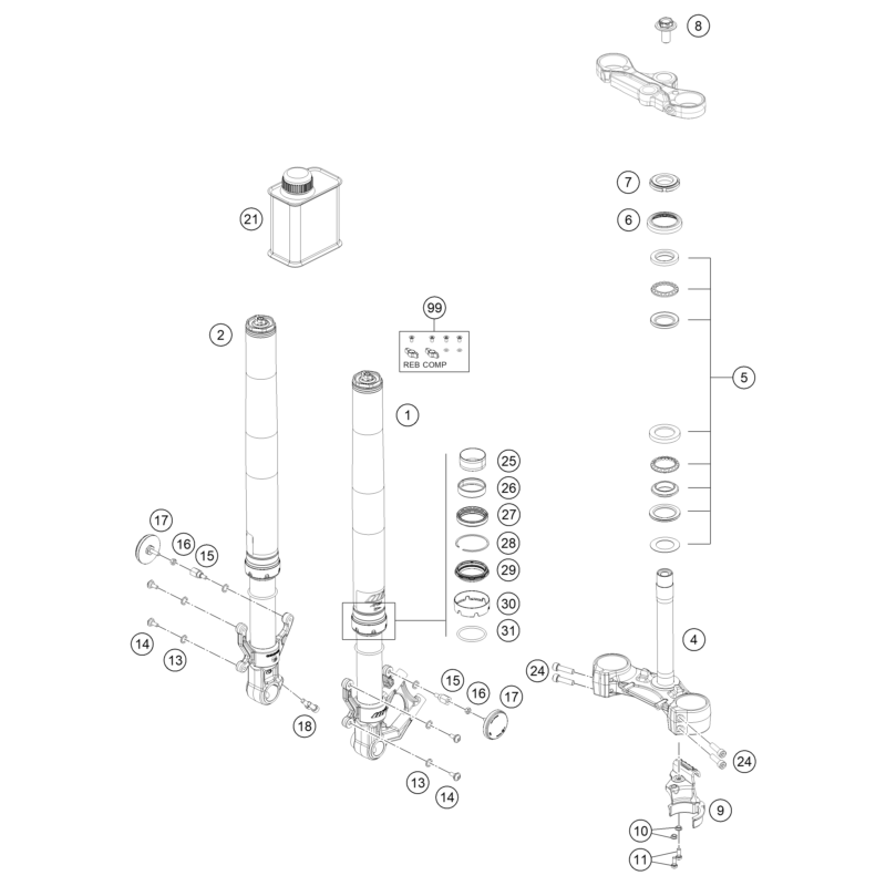 FOURCHE TÉLÉSCOPIQUE, TÉ DE FOURCHE