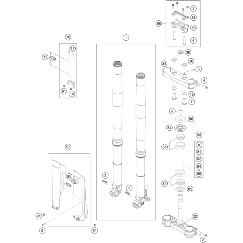 FOURCHE TÉLÉSCOPIQUE, TÉ DE FOURCHE