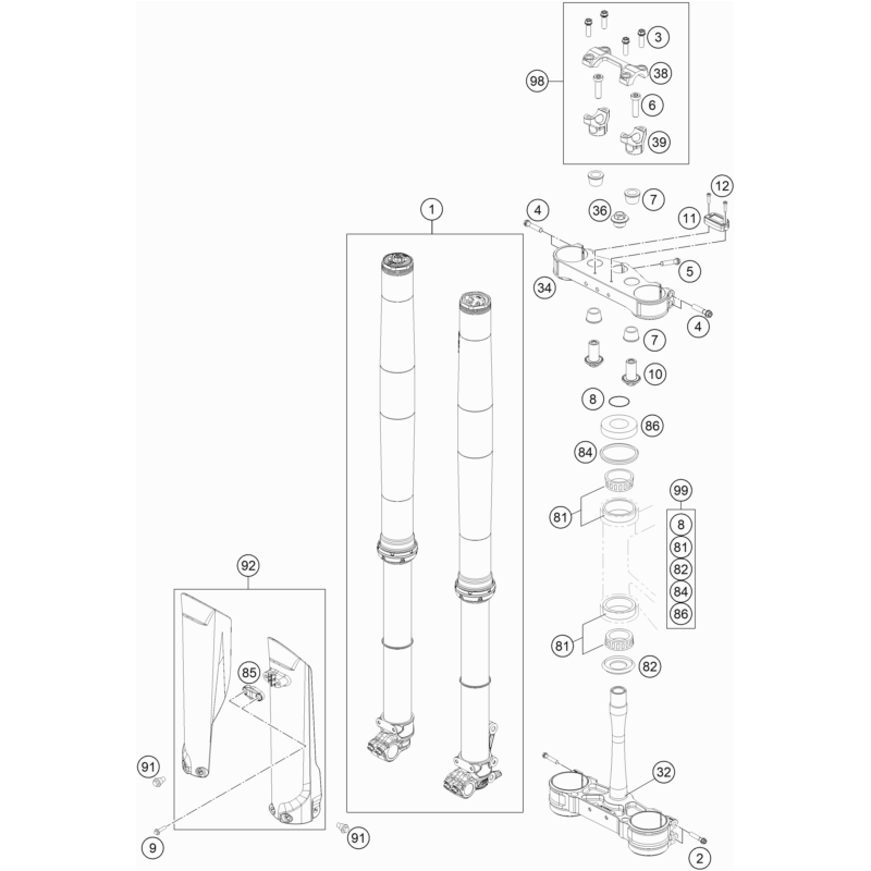 FOURCHE TÉLÉSCOPIQUE, TÉ DE FOURCHE