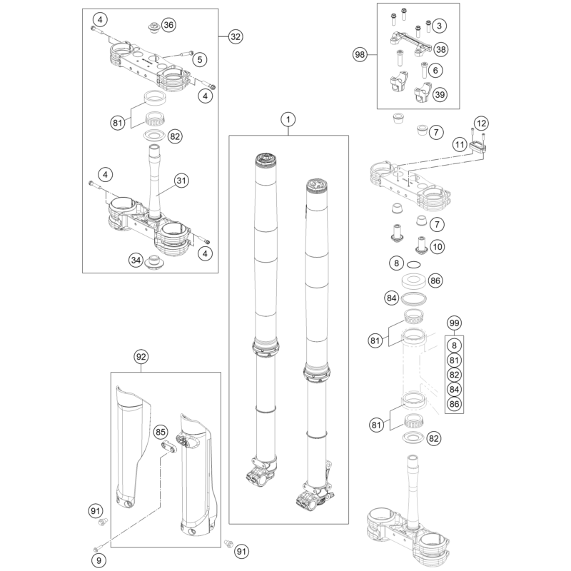 FOURCHE TÉLÉSCOPIQUE, TÉ DE FOURCHE