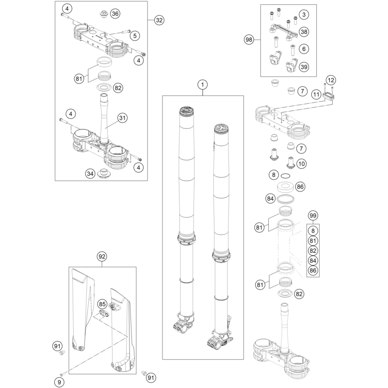 FOURCHE TÉLÉSCOPIQUE, TÉ DE FOURCHE