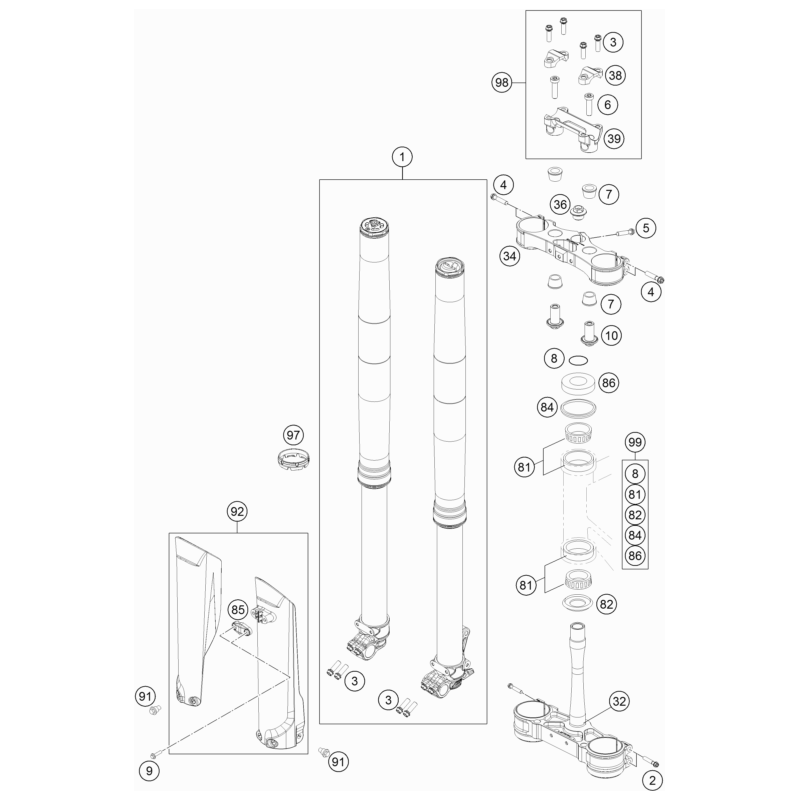 FOURCHE TÉLÉSCOPIQUE, TÉ DE FOURCHE