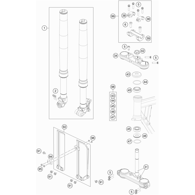 FOURCHE TÉLÉSCOPIQUE, TÉ DE FOURCHE