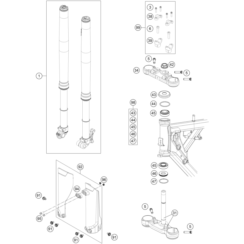 FOURCHE TÉLÉSCOPIQUE, TÉ DE FOURCHE