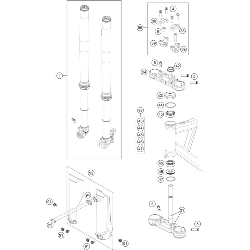 FOURCHE TÉLÉSCOPIQUE, TÉ DE FOURCHE