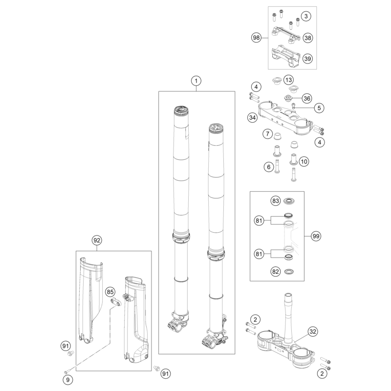 FOURCHE TÉLÉSCOPIQUE, TÉ DE FOURCHE