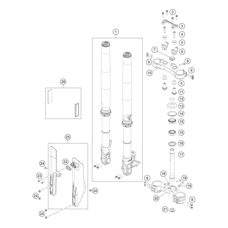 FOURCHE TÉLÉSCOPIQUE, TÉ DE FOURCHE