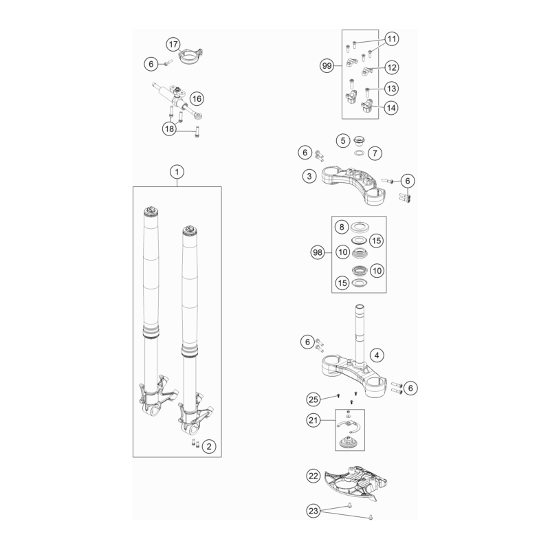 FOURCHE TÉLÉSCOPIQUE, TÉ DE FOURCHE