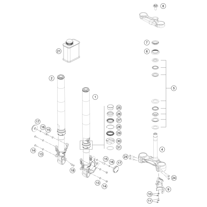 FOURCHE TÉLÉSCOPIQUE, TÉ DE FOURCHE