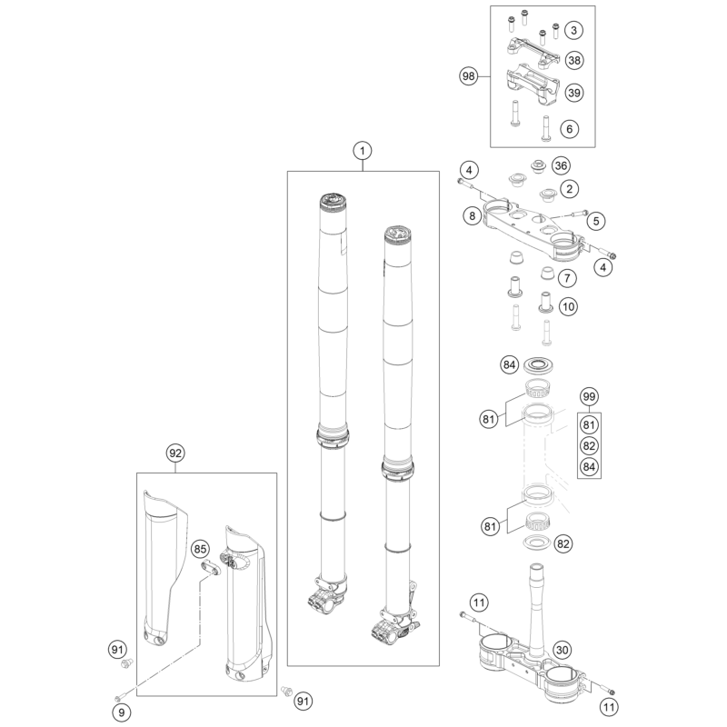 FOURCHE TÉLÉSCOPIQUE, TÉ DE FOURCHE