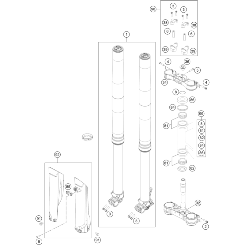 FOURCHE TÉLÉSCOPIQUE, TÉ DE FOURCHE