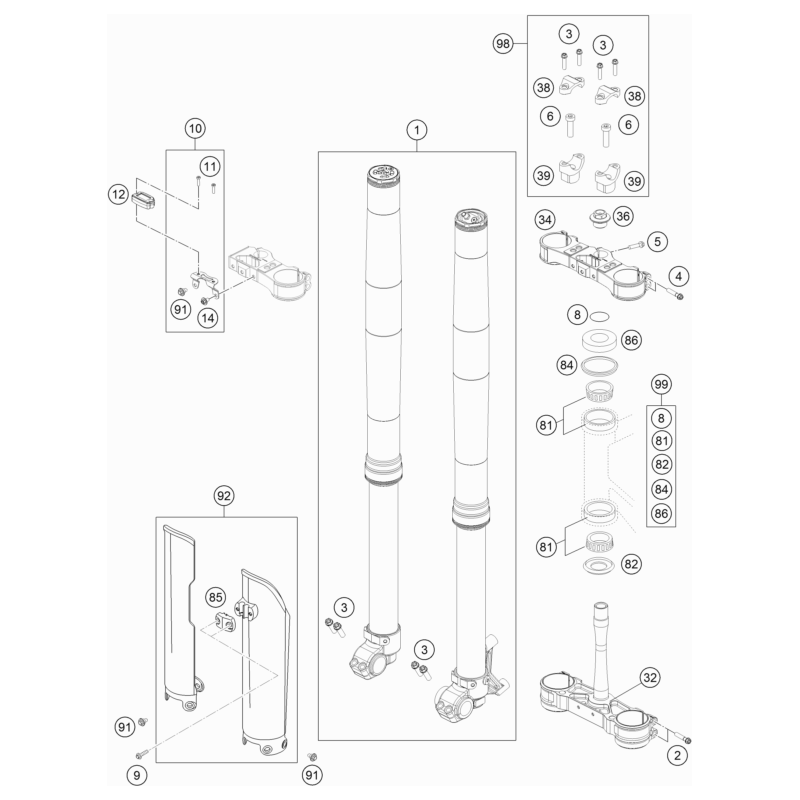 FOURCHE TÉLÉSCOPIQUE, TÉ DE FOURCHE