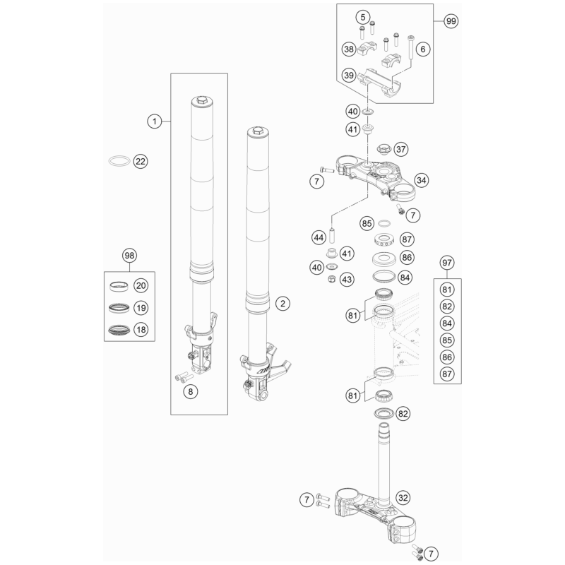 FOURCHE TÉLÉSCOPIQUE, TÉ DE FOURCHE