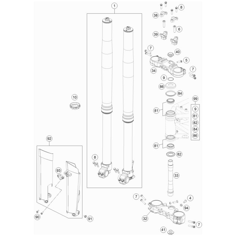 FOURCHE TÉLÉSCOPIQUE, TÉ DE FOURCHE
